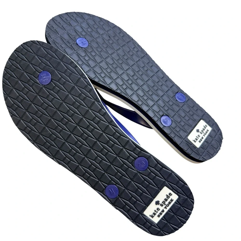 Kate Spade New York Women's Flip Flops Size 7 Blue Printed Thong Sandals
